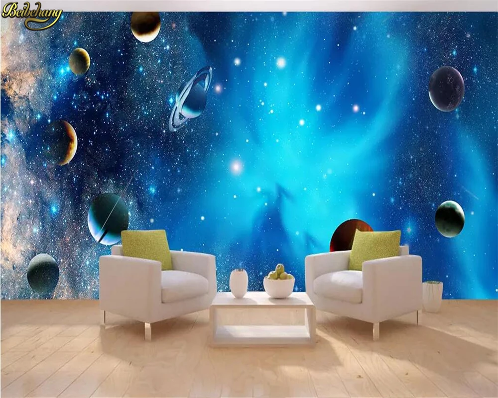 beibehang Custom 3d wallpaper shocking starry sky space interstellar planet galaxy planet full house wall papel de parede mural