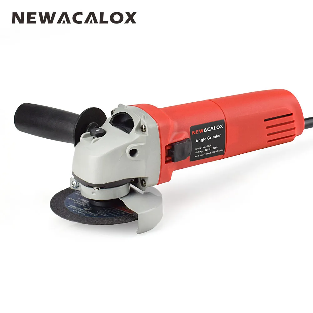 Портативный электрический угловой шлифовальный станок NEWACALOX EU 220 В 670 Вт 100 мм, Регулирующий скорость шлифовальный станок для полировки металла и дерева - Цвет: Red Grinding Machine