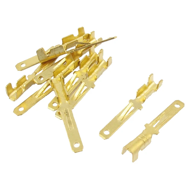 HHTL Male Spade Crimp Terminals Wiring Connectors, 2.8 mm, Gold Tone