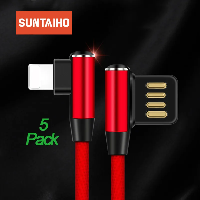 

Suntaiho 90 Degree USB Cable for iPhone Xs XsMax 2.4A Fast Charging Data Cable for iPhone Xr 5 6 6s 7 8 iPad USB Charger