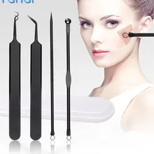 3 шт. набор для удаления угрей набор для удаления прыщей с кожаным черным чехлом инструмент для удаления дефектов кожи средства по уходу за кожей комплект