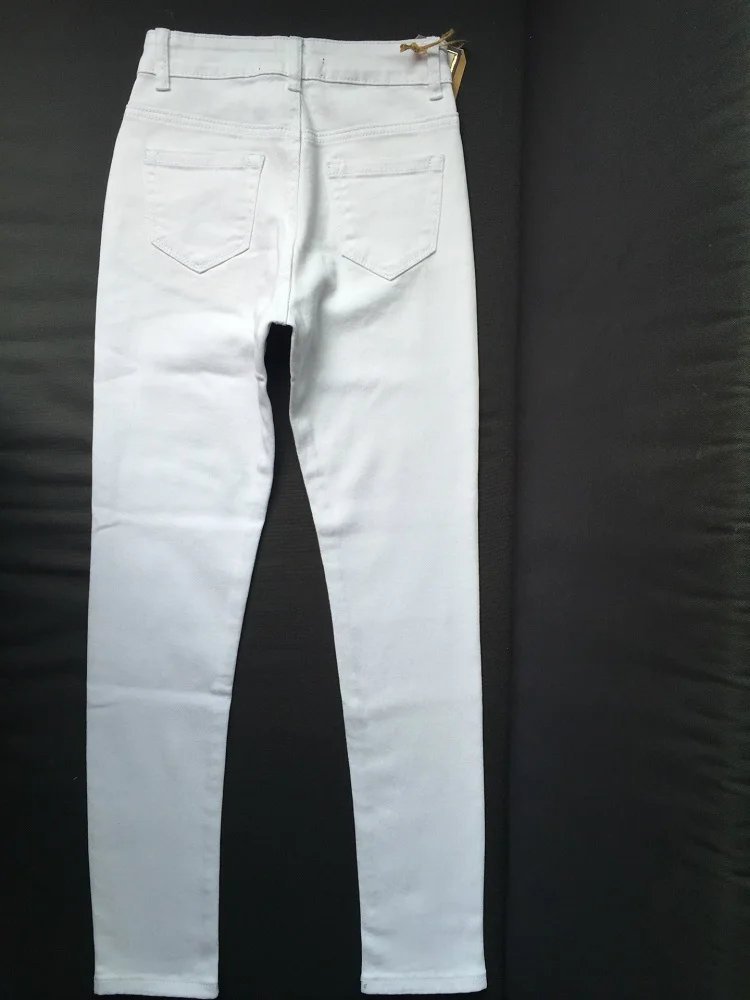 Новые модные женские белые Рваные джинсы Для женщин узкие Высокая Талия Джинсы для женщин Femme стрейч Жан Taille Haute Большие размеры