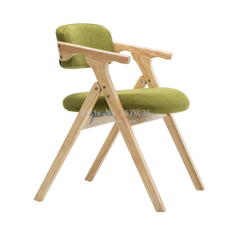 Nordic Morden Chair Folding Solid Wood Dining Chair Home Furniture Modern Adult Chair with Handrail Coffee Chair Strong Bearing