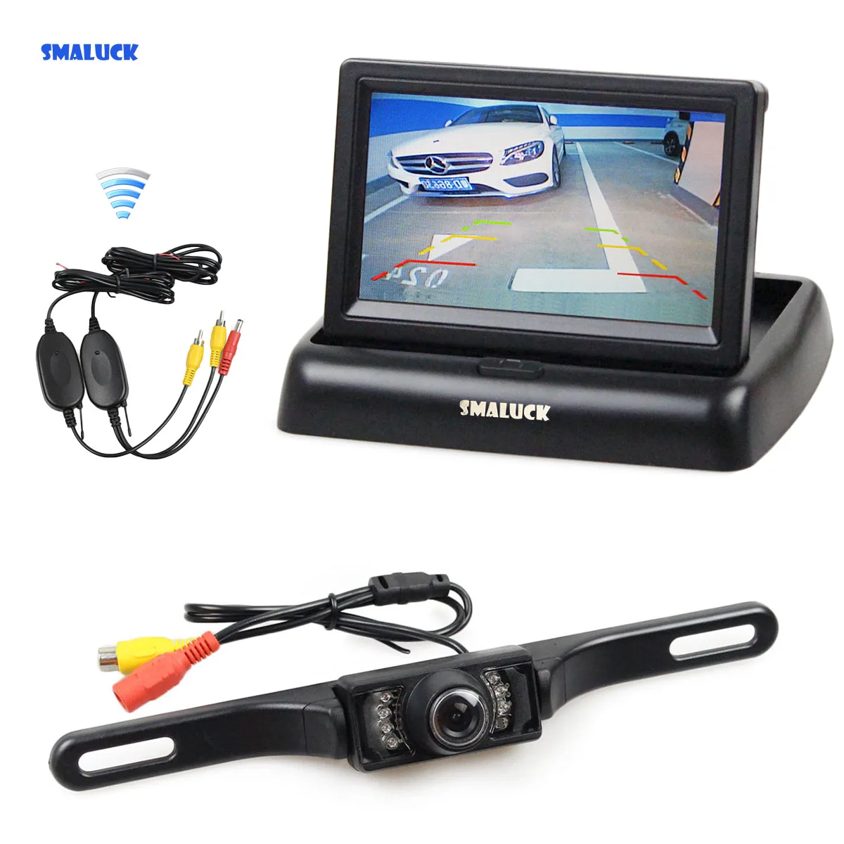 

SMALUCK Wireless 4.3" Car Reversing Camera Kit Back Up Car Monitor LCD Display HD Car Rear View Camera Parking System