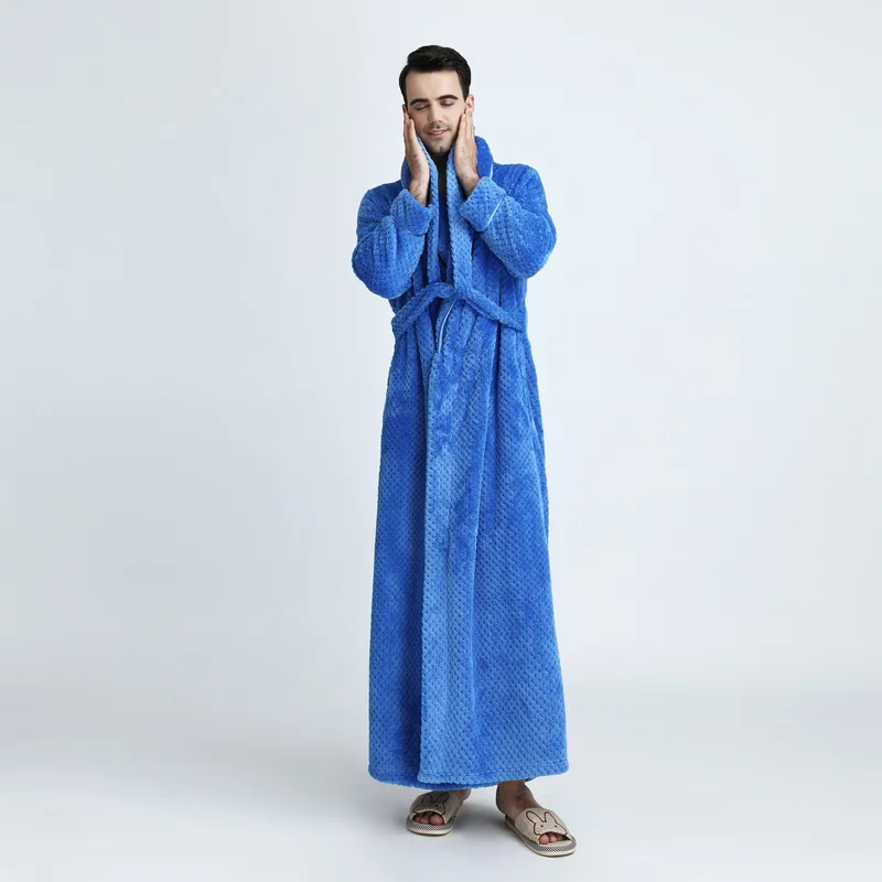 Lovers Dress for Men and Women Warm Super Soft Flannel Coral Fleece Long Bath Robe Mens Kimono Bathrobe Male Dressing Gown Robes