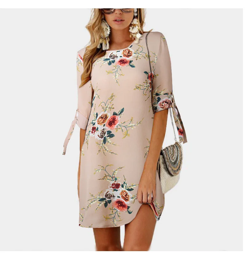 Размера плюс 5XL женское летнее платье в стиле бохо с цветочным принтом шифоновое пляжное платье пикантный летний сарафан свободное Мини платье для вечеринки vestidos