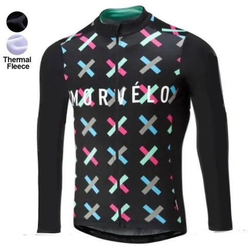 2 Morvelo Зимняя Теплая Флисовая велосипедная Джерси с длинным рукавом Ropa ciclismo hombre велосипедная одежда велосипедная Одежда Майо Ciclismo Топы - Цвет: 2