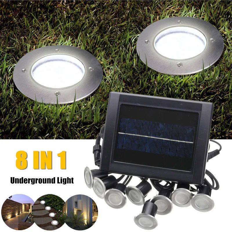 

Mising 8 LED Solar Underground Lights Sensor Solar Power Waterproof Garden Light Path Outdoor Lawn Lamp
