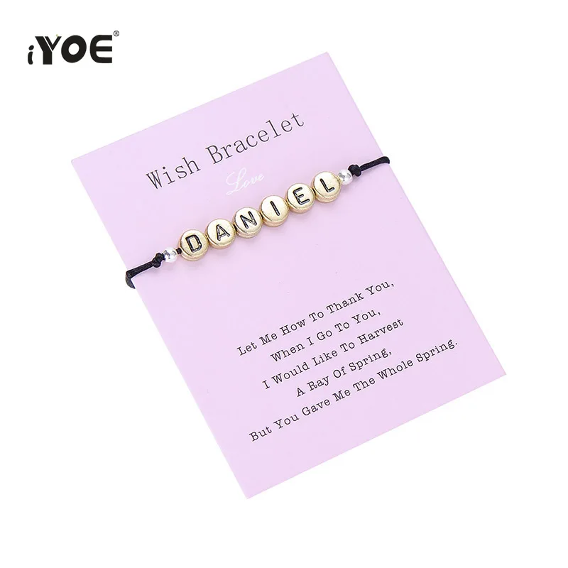 IYOE браслеты на заказ с надписью Wish Card Charm Love дружбы для мужчин и женщин подарок