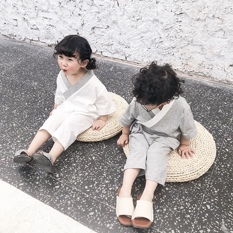

Children's Summer Home Clothing Sets 2019 Short Sleeve Home Suit Set for Baby Cotton Air Conditioning Kids Pajamas Clothing Sets