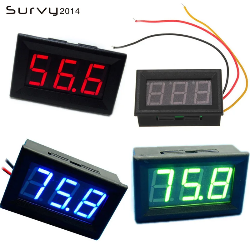 DIY Mini Voltmeter Tester Digital Voltage Test Battery DC 0V-99.9V 3 Wires Red Green Blue Yellow | Электронные компоненты и