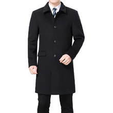 2019 New Men Woolen Coat Winter Wool Cashmere Coat Pea Coat Men Wool Overcoat Long Jacket Wool Blend Coat Palto Erkek Mont Kaban wool blend duffle hooded coat