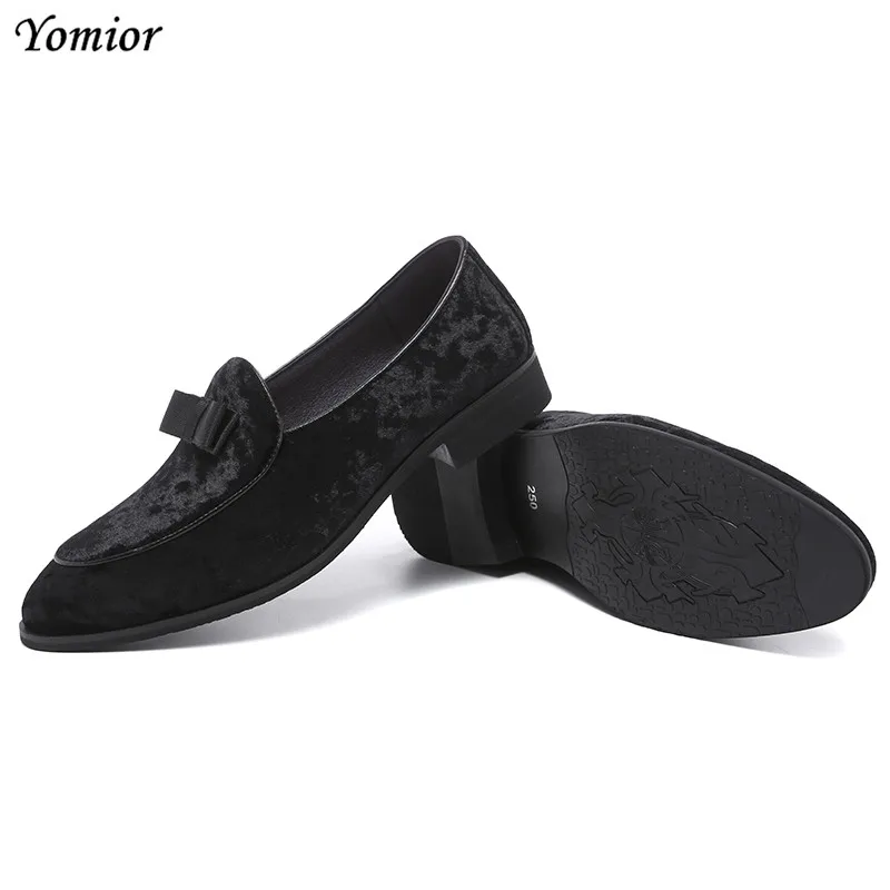 Yomior Flock Pointed Toe Men Leather Shoes New Dress Shoes Handmade Loafers Formal Shoes Business Suit Wedding Shoes Big Size