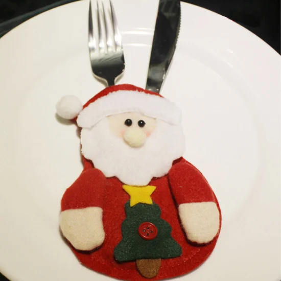 Плюшевая кукла, рождественские игрушки, Рождественский чулок, столовая посуда, узкое украшение, Санта, снеговик, олень, подарок ручной работы - Цвет: Tableware Sheath-A