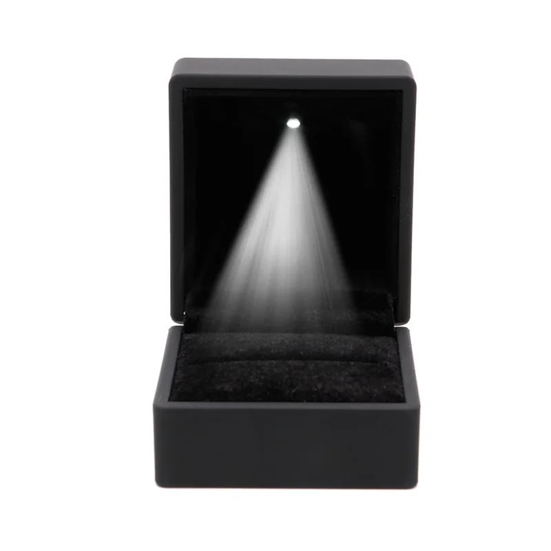 Светодиодный светящиеся серьги подарочные коробки для колец обручальное кольцо ювелирные изделия дисплей - Цвет: Black