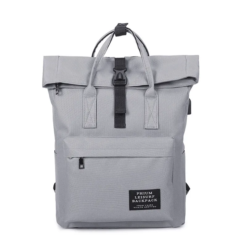 Женский внешний рюкзак с USB зарядкой, холщовый рюкзак для мужчин, Mochila Escolar, для девочек, рюкзак для ноутбука, школьные сумки, рюкзак для подростков - Цвет: gray