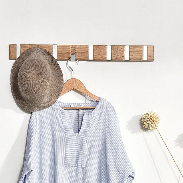 Solid Wood Hanging Retractable Hanger Clothes Racks Sitting Room Solid Wood Hanging Retractable Hanger Clothes Racks Sitting Room Bathroom Coat Hooks Wall Storage 1
