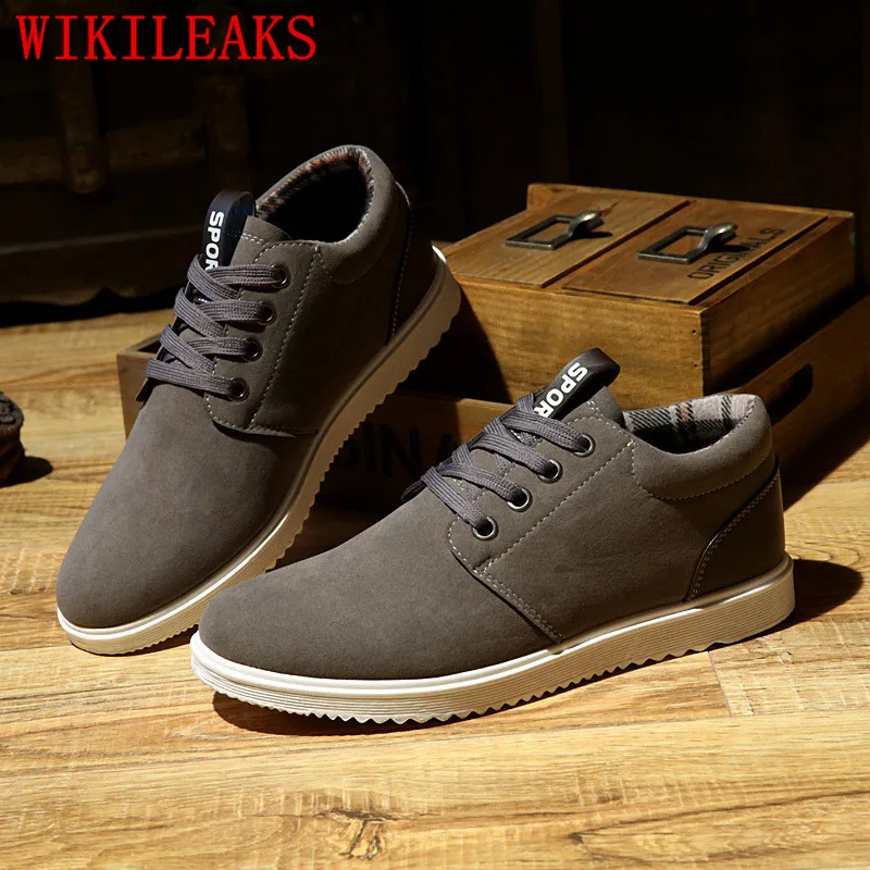 

2019 Luxury Brand Casual Shoes For Men Comfortable Suede Leather Shoes Men Autumn Winter Warm Blue Gray Yellow Casual Male Shoes