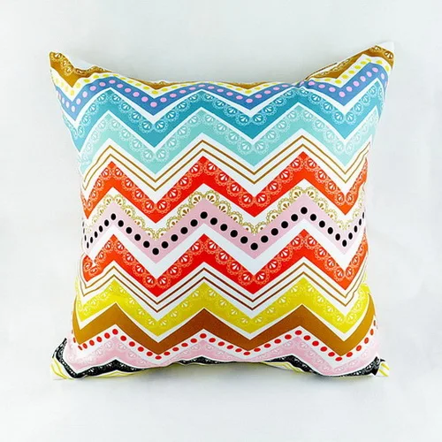 Buy 18*18 " Decorative Rainbow Chevron Printed Throw Cushion Cover for Sofa