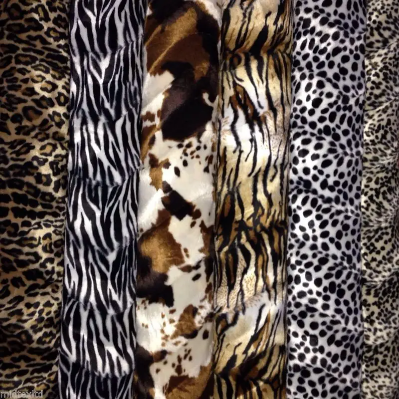 TIGER ANIMAL PRINT VELBOA FAUX FUR VELOUR FABRIC CRAFT MATERIAL 60" WIDE
