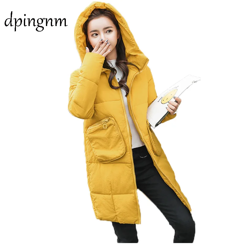

Winter Jacket Women 2018 Middle Long Cotton-padded Jackets Big Fur Hooded Collar Parkas Thicken Warm Winter Coat Female