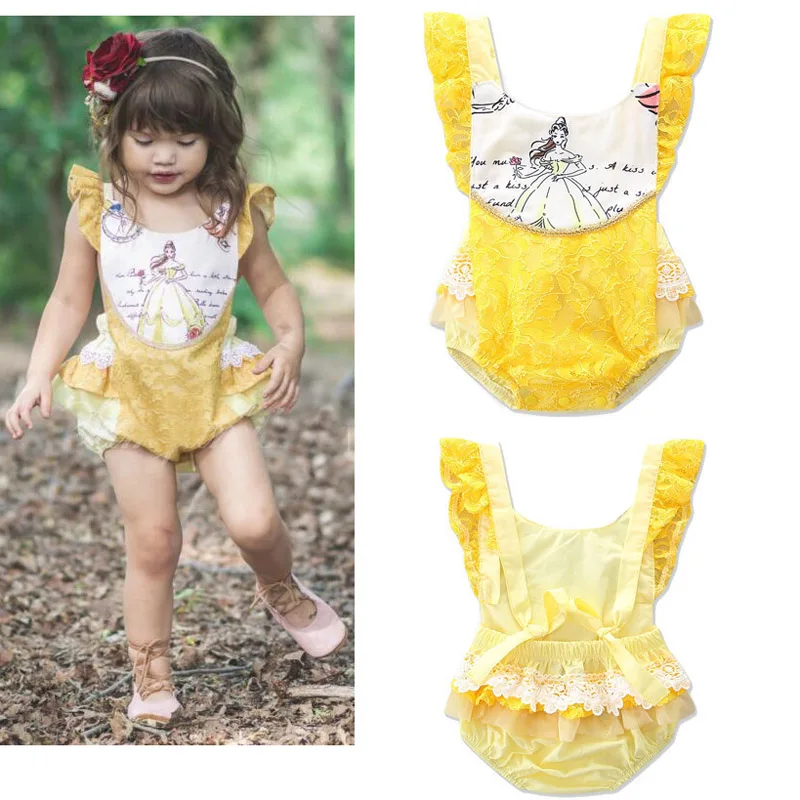 Floral Printed Cotton Baby Rompers Vintage Baby Girl Romper Lace Floral Overalls for Children