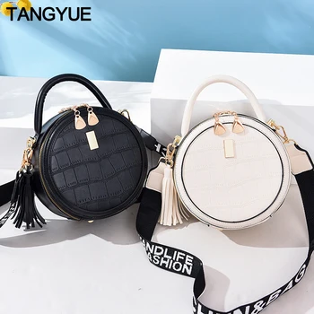 

TANGYUE Women Handbags Leather Round Crossbody Shoulder Bag Women Luxury Hand Bags Designer Ladies Handbag sac a main Femme 2019