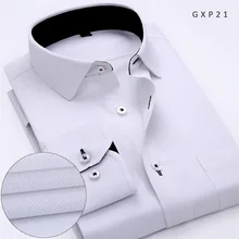Новое поступление мужские рабочие рубашки брендовые мягкие с длинным рукавом квадратный воротник обычные полосатые/Саржевые мужские рубашки белые мужские топы