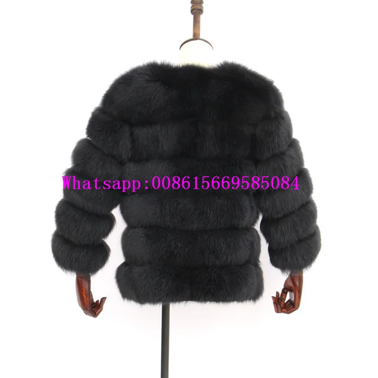 60 см британский стиль новый горизонтальный зимние толстые теплые натуральным лисьим мехом пальто Для женщин натуральная Меховая Куртка