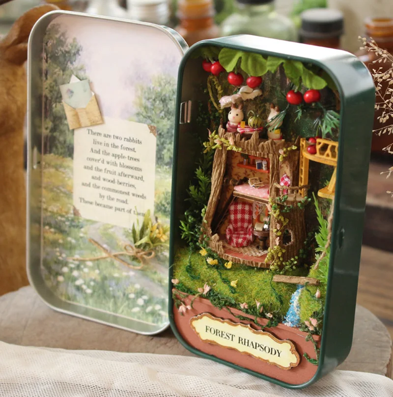 Box Theatre DIY Mini Dollhouse with Furnitures Assemble Kits Handmade Miniatures Doll House Craft Toys for Children (19)
