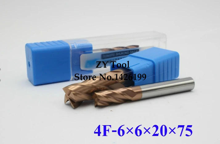1PCS HRC60 Long Extend carbide alloy cutter 4F-6*6*20*75L,high quality tungsten steel milling cutter,CNC milling tools machine