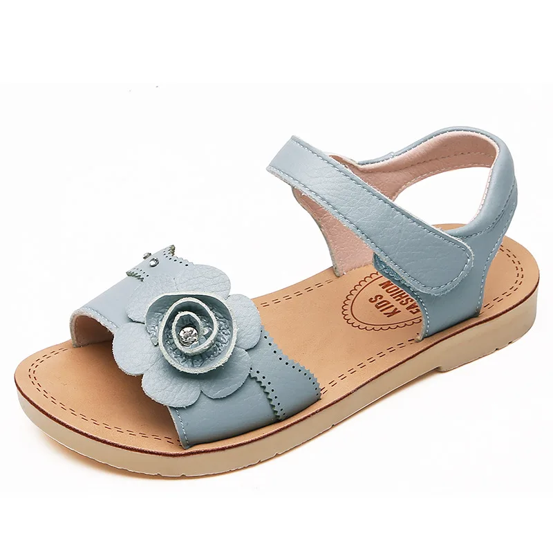 

ULKNN Blue summer beach sandalies for Girls new soft bottom baby open toe beach shoes big children princess shoes size 21-37