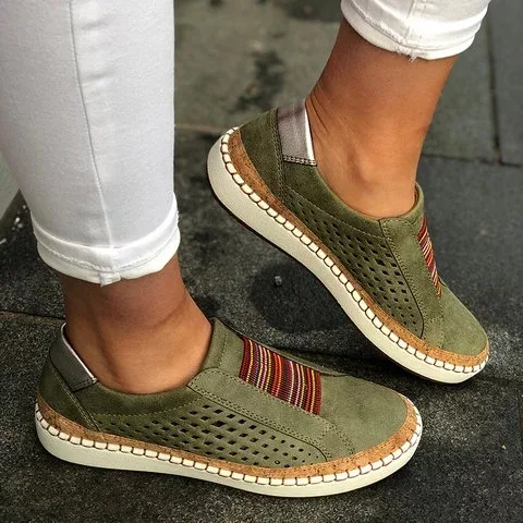 Women Slip-on Mixed Color Loafers Ladies Round Toe Low Top Sneakers Female Platform Casual Shoes Woman Breathable Walking Shoes
