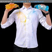 Мужские водонепроницаемые, не грязные, без глажки, деловые рубашки, гидрофобные, непромокаемые, противообрастающие, быстросохнущие, топ, рубашка с длинным рукавом, M-5XL