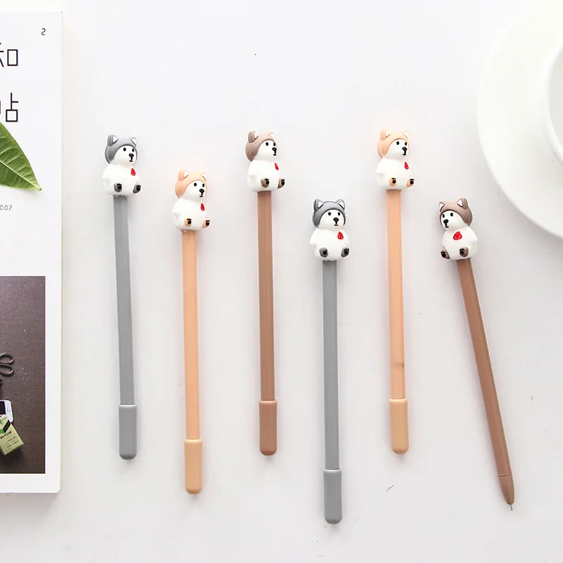 

Cute puppy neutral pen Korean creative stationery black cute cartoon pen huskies 0.5mm