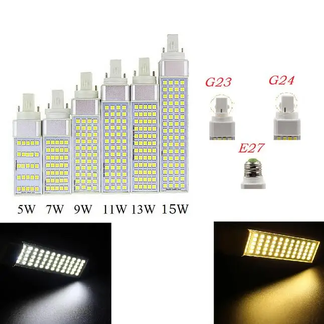 G23 E27 g24 AC85-265V led pl лампа реальная мощность 5 Вт 7 9 11 13 15 SMD5050 | Лампы и освещение