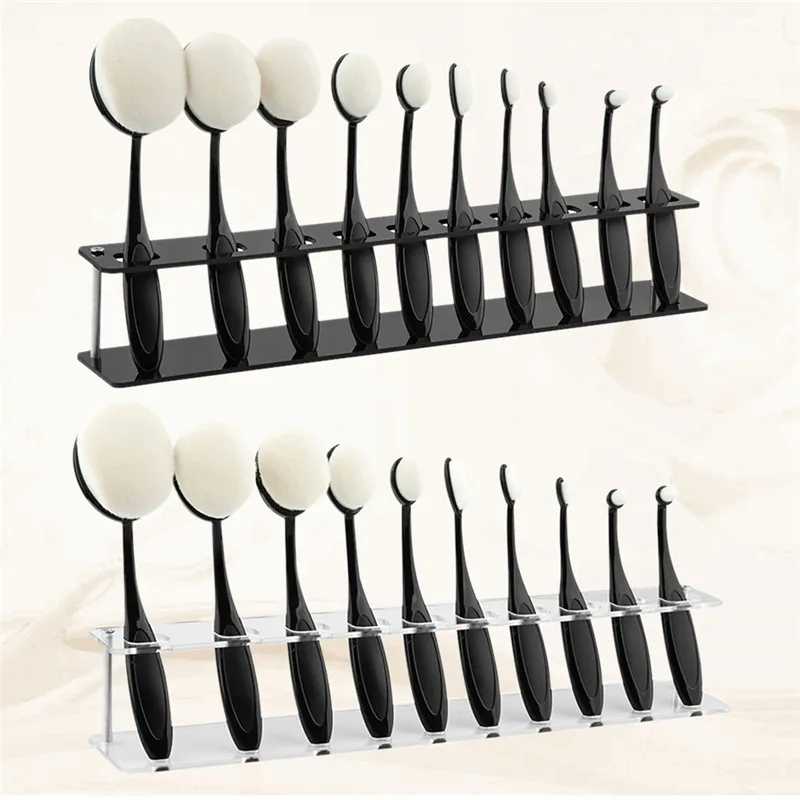 10 Grids Toothbrush Oval Makeup Brushes Drying Stand Storage Display