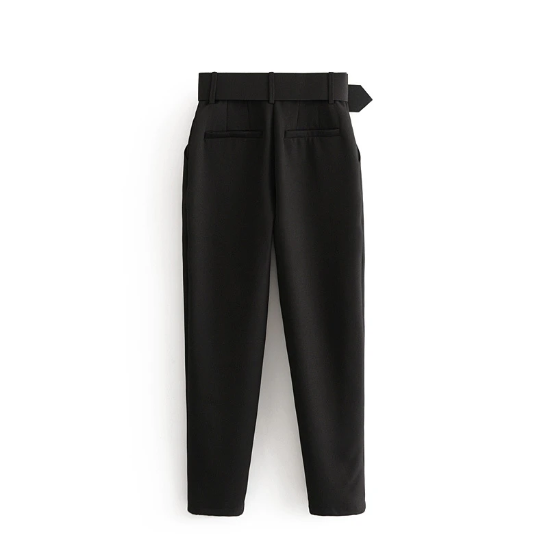 Black Suit Pants High Waist Pants Sashes Pockets Office Pants Fashion women bottoms Pencil Pants Black Suit Pants High Waist Pants Sashes Pockets Office Pants Fashion women bottoms Pencil Pants