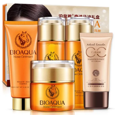 

Bioaqua horse Oil Skin Care Set 5 Set Moisturizing Shrink Pore Cosmetic Set Box