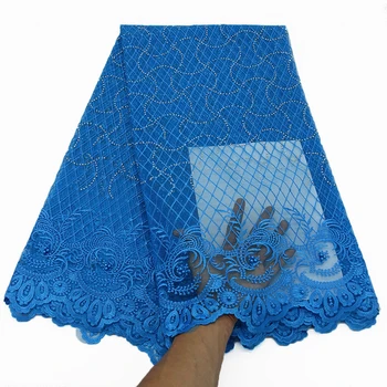 

2019 High Quality Embroidery African Lace Fabric Tulle Rhinestone Net French Lace Guipure Nigerian Lace Fabric Swiss Voile