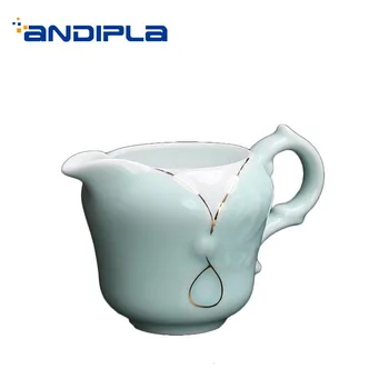 

Brief Ceramic Porcelain Fair Cup Gold Border Drinkware Office Tea Ceremony Accessories Coffee Milk Public Mug Cha Hai Handle Cup