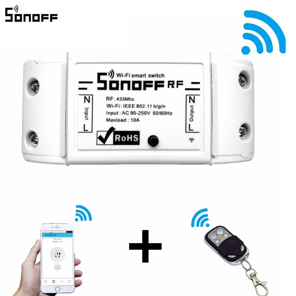 Sonoff RF WiFi умный выключатель прерыватель 433 МГц RF приемник интеллектуальный пульт дистанционного беспроводного управления для умного дома Wi-Fi выключатель света