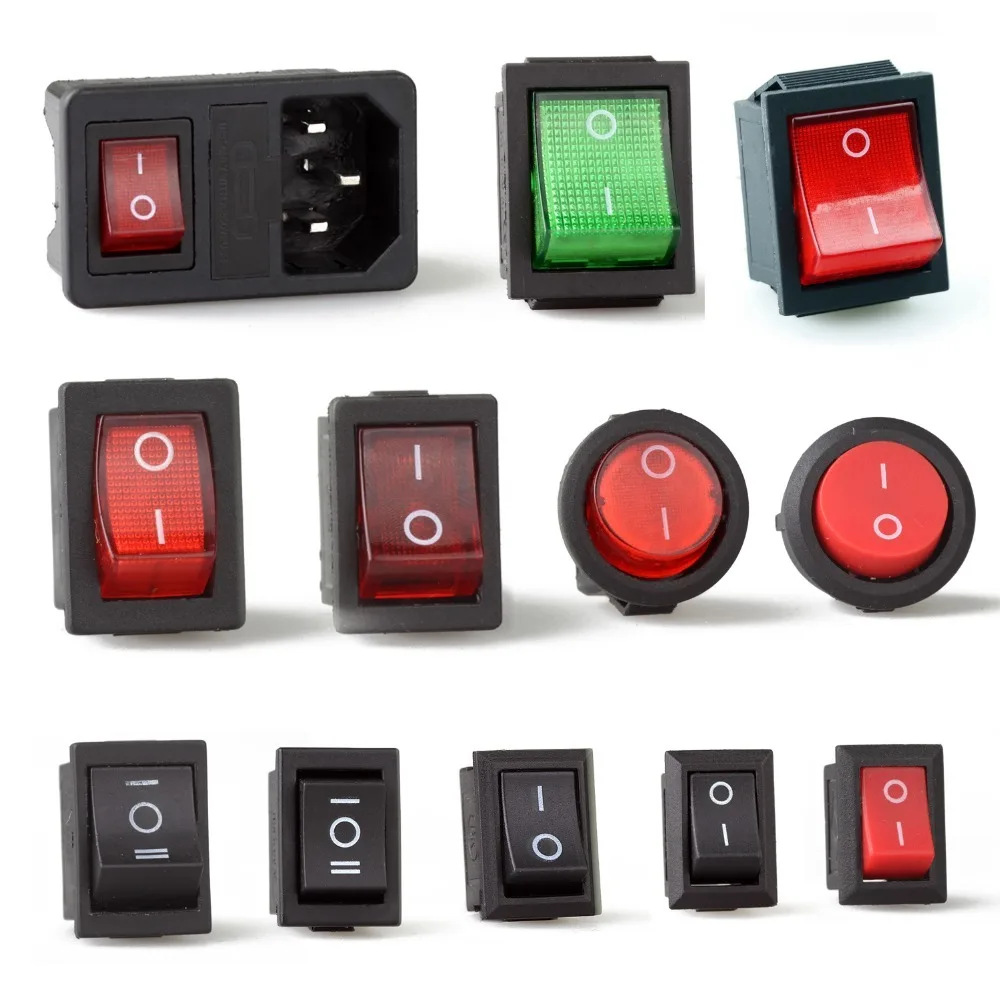 10pcs Rocker Power switch LED 3A 6A 16A 250V 31x25mm 2 3 4 6 pin