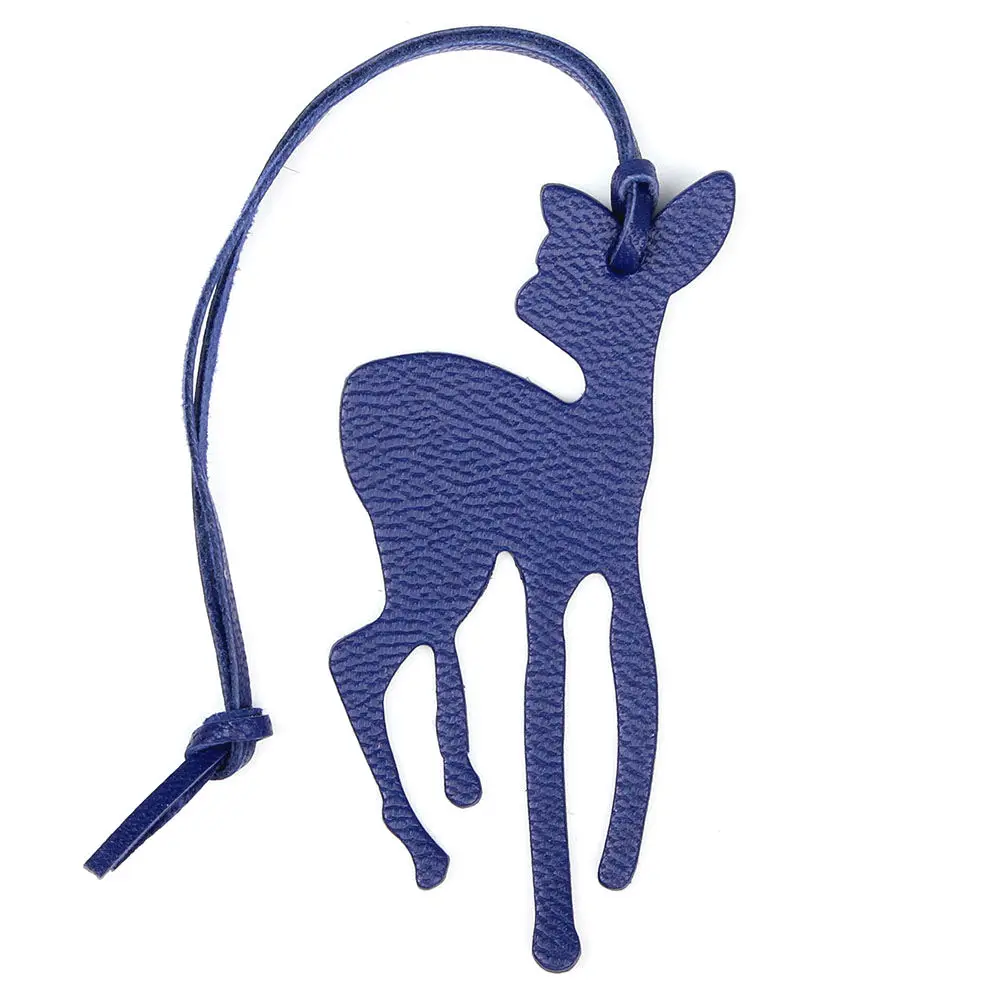 Известный бренд ручной работы из натуральной кожи олень брелок в виде жирафа кулон брелок для женщин сумка Шарм аксессуары - Цвет: DEER BLUE