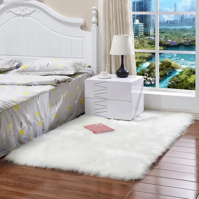 Искусственный шерстяной ковер прямоугольник/квадратный гарнир искусственный коврик подушка для сиденья Обычная кожа мех простые пушистые коврики моющиеся домашний текстиль - Цвет: white