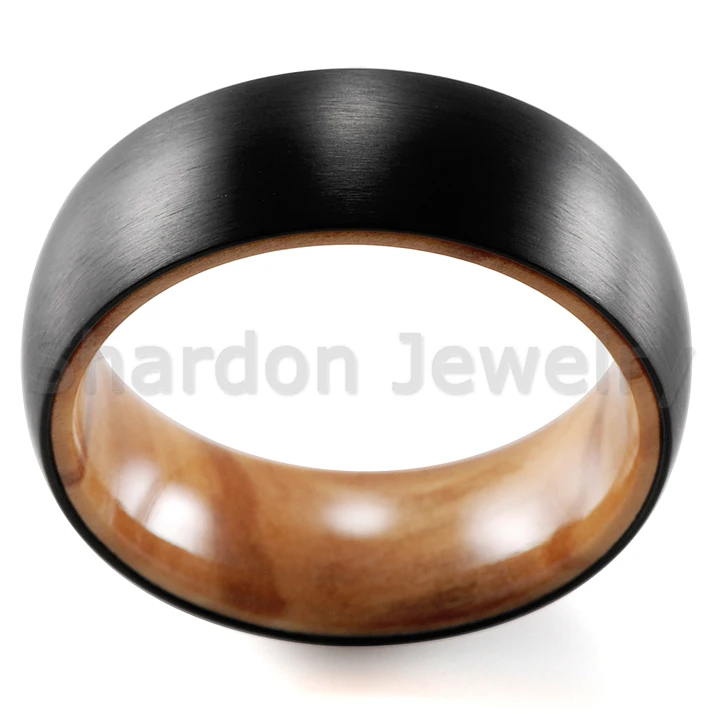 SHARDON 8mm Black Titanium Inner wood Ring with Matte Finishing Mens Wood Rings/wood Wedding Band Men's wedding Band