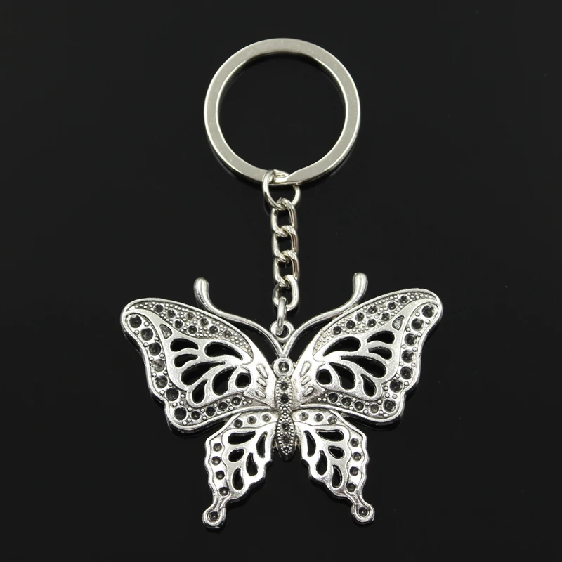 Fashion 30mm Key Ring Metal Key Chain Keychain Jewelry Antique Silver