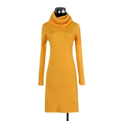 Модные брендовые женские высокого класса люкс зимняя повседневная желтая водолазка длинные свитера