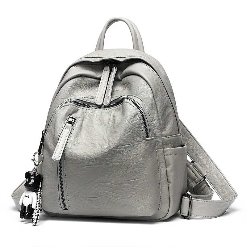Koop Fashion 2019 Eenvoudige Vrouwen Anti Diefstal Rugzak Vrouwen Solid Rits Tas Lederen Back Pack Tassen Voor Vrouwen Ladeis 2019 c957