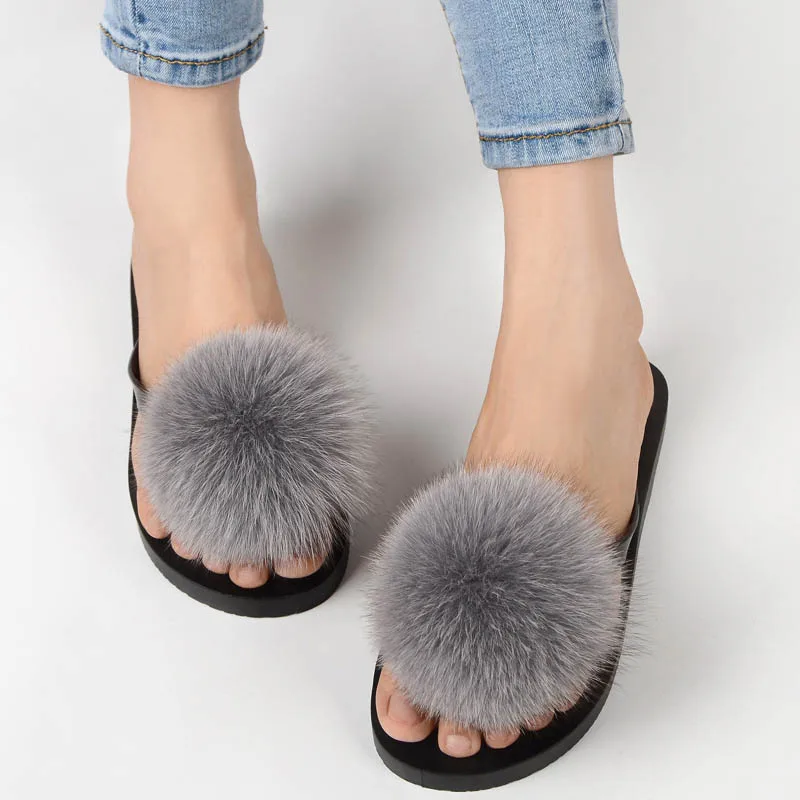 women slippers fox fur pompom (19)